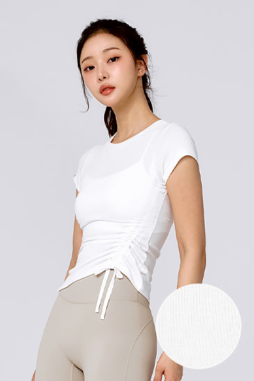 Soft Ribbed Side String Short Sleeve_White