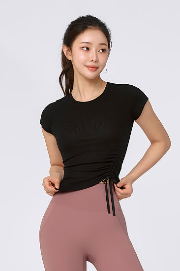 Soft Ribbed Side String Short Sleeve_Black