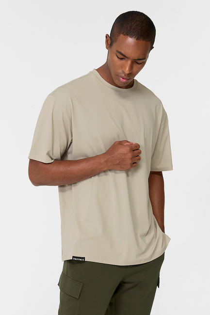 Men's Ice Feather Over Fit Short Sleeve_Moon Beam Beige