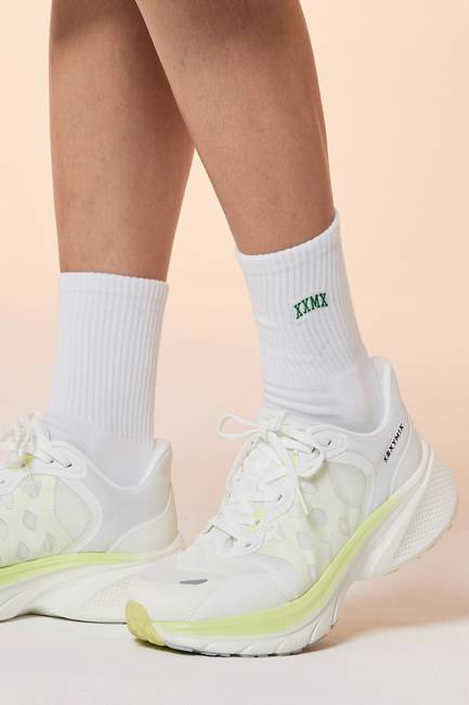 Embroidered Logo Crew Socks_Logo Green