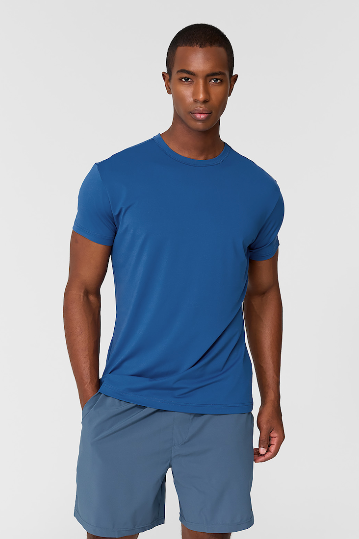 Men's Ice Feather Muscle Fit Short Sleeve_Rivera Blue