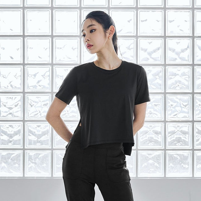 Side Slit Short Sleeve_Black