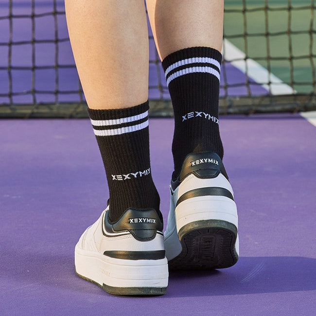 Non-Slip Line Crew Socks_Black