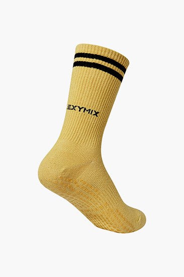 Non-Slip Line Crew Socks_Skull Yellow