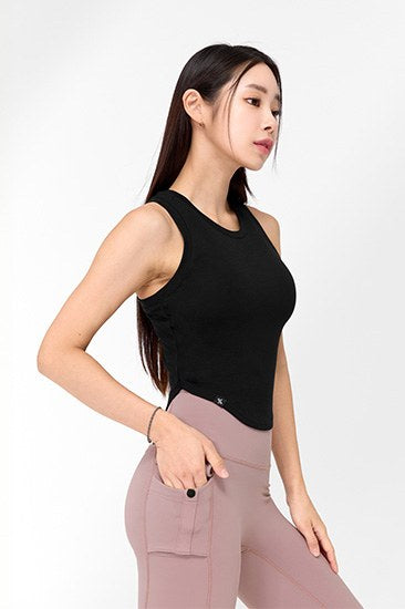 Soft Tension Crop Sleeveless_Black