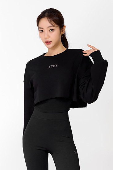 Soft Cotton Daily Crop Sweatshirt_Black