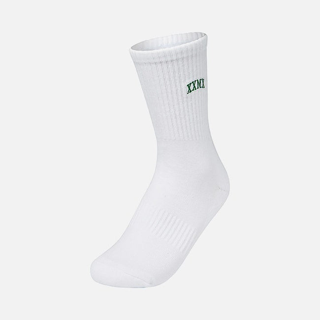 Embroidered Logo Crew Socks_Logo Green