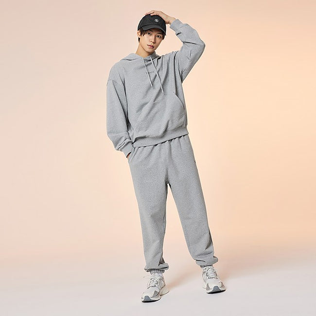 Small Letter Sweat Jogger Pants_Melange Gray