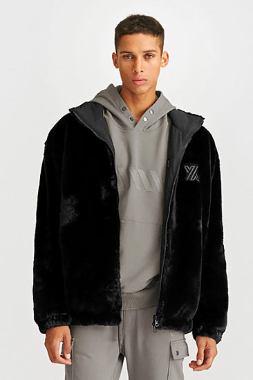 Overfit Reversible Fur Jacket_Black
