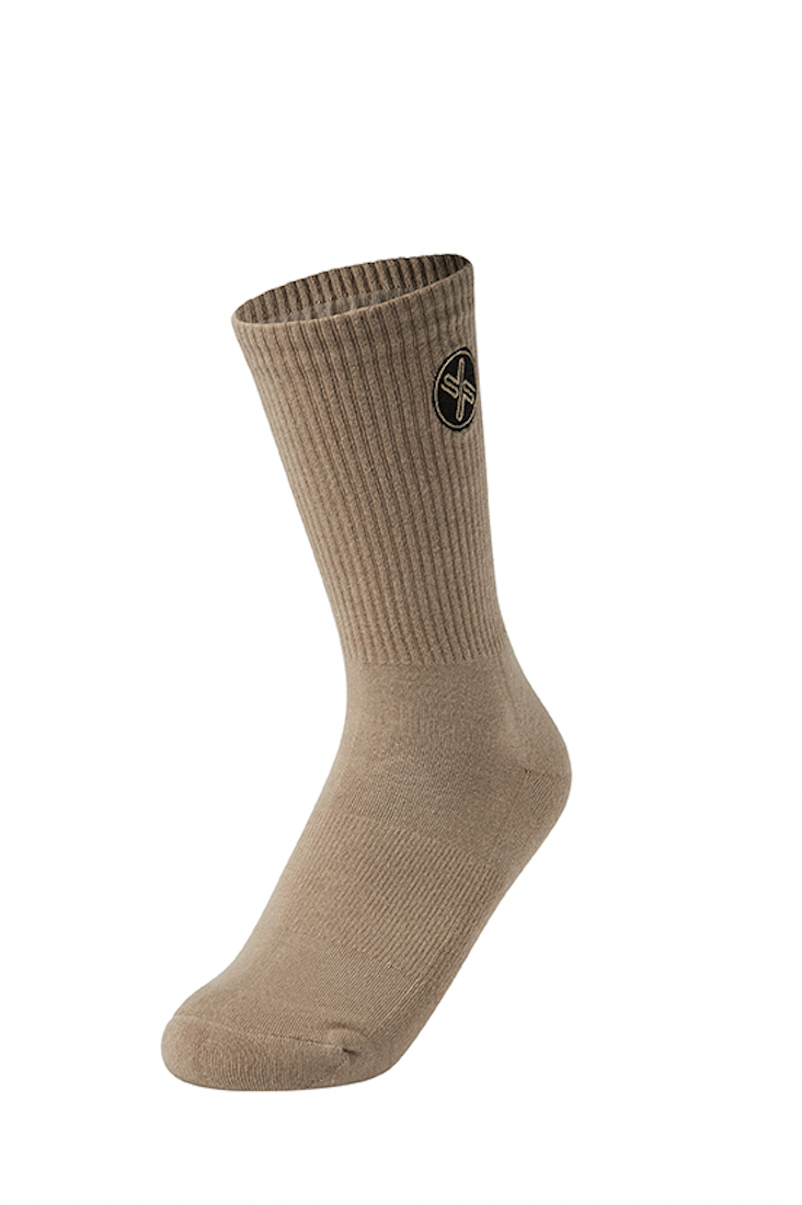 Embroided Crew Socks_Earth Beige