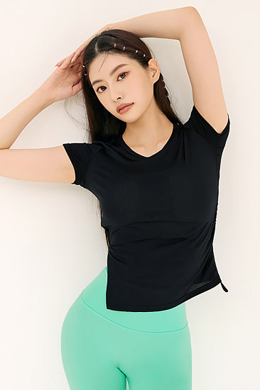 Mesh String Short Sleeve_ Black